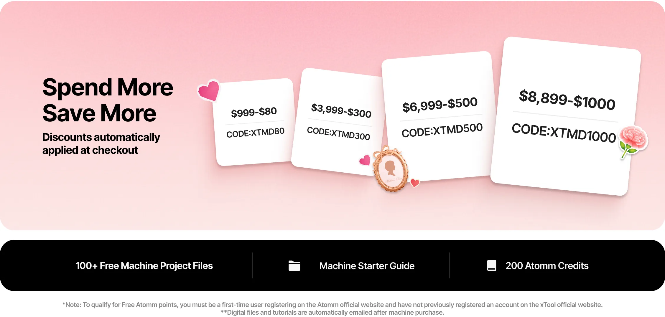 xtool 2026 mothers day sale spend more save more tiers